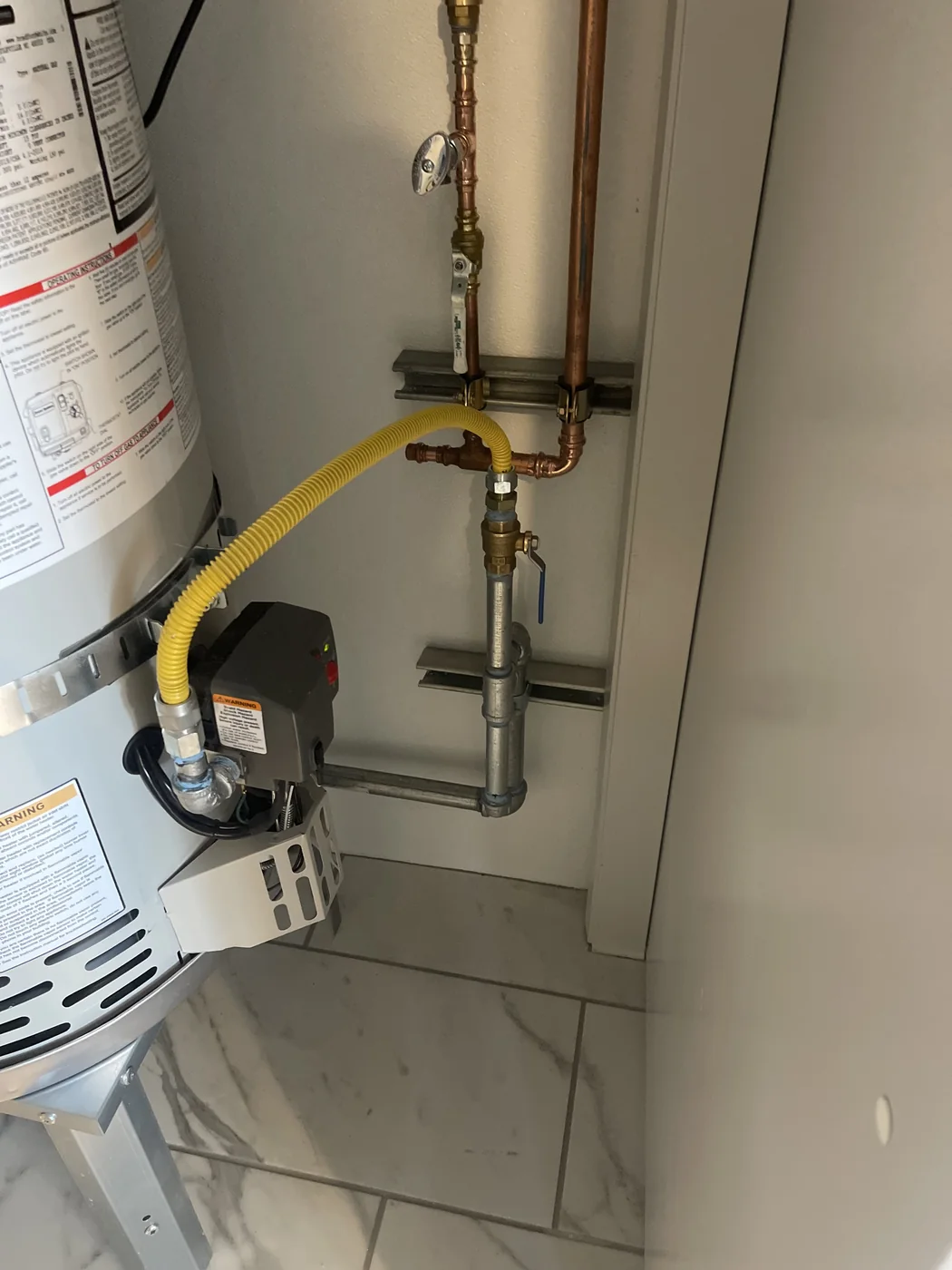 Commercial plumbing pipes and water heating connections